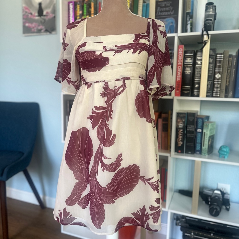Express Burgundy and Cream Mini Dress